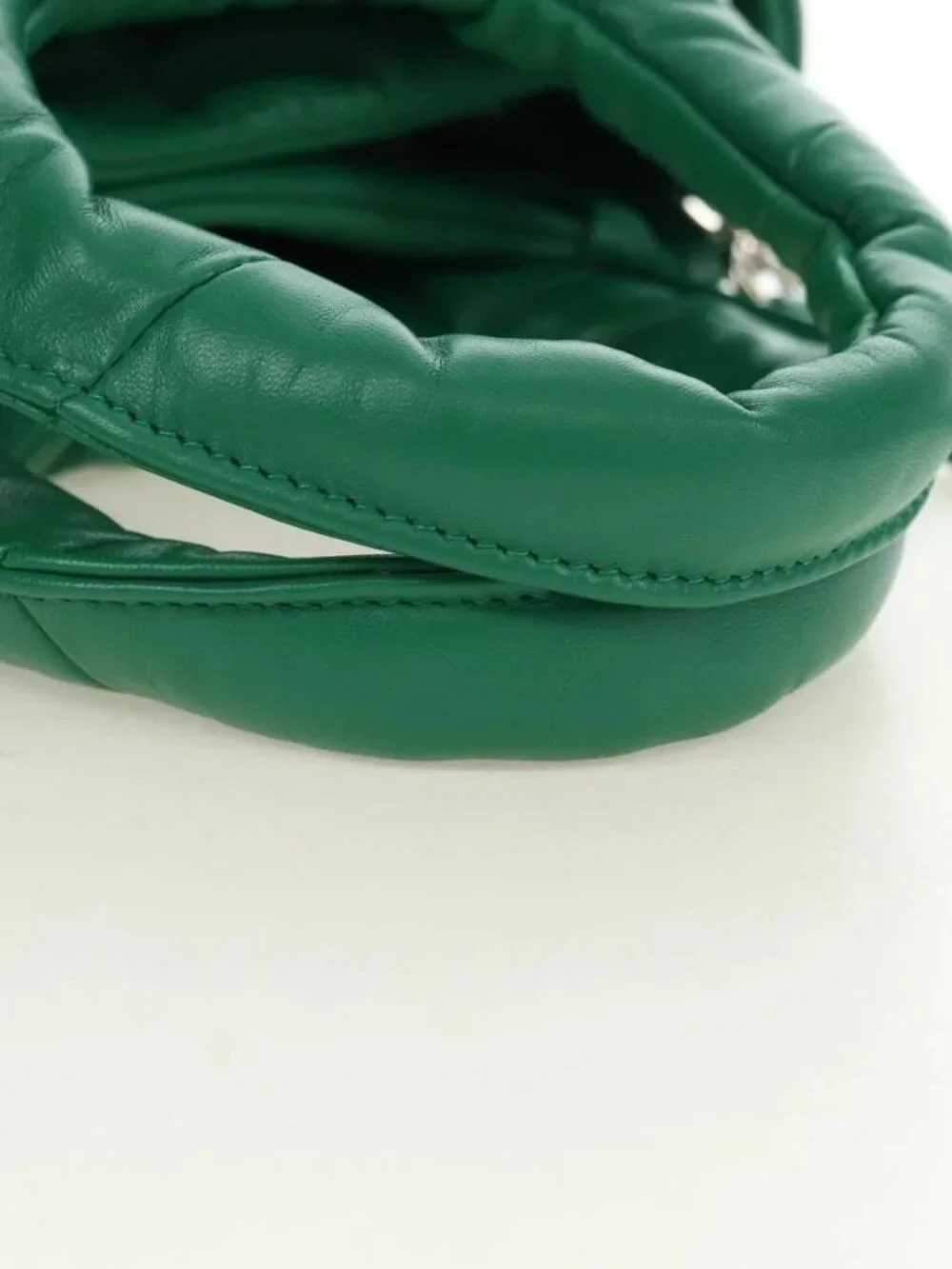 PRADA Hand Bag Leather 2way Green Silver Auth